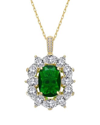 Genevive 14K Over Silver Cz Pendant Necklace