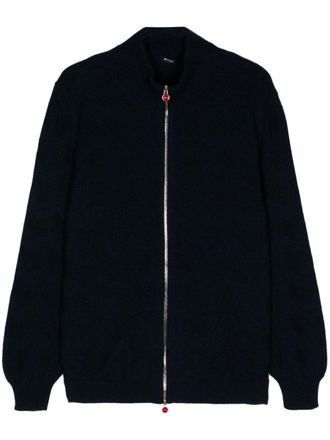 Kiton Chevron-gebreid vest met rits - Blauw