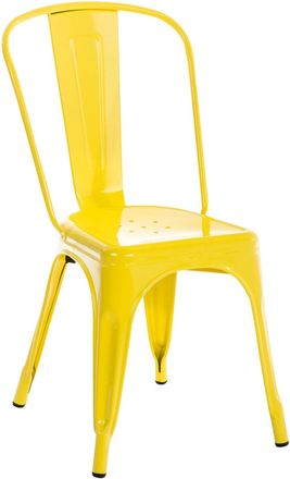 Clp Silla industrial con asiento en metal amarillo