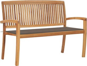 vidaXL Vidaxl - Banco De Jard&iacute;n Apilable Y Coj&iacute;n Madera Maciza De Teca 128,5 Cm