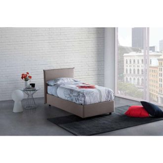 Talamo Italia Letto singolo Ajan, Letto contenitore con rivestimento in tessuto, 100% Made in Italy, Apertura frontale, adatto per materasso Cm 90x190, Tortora