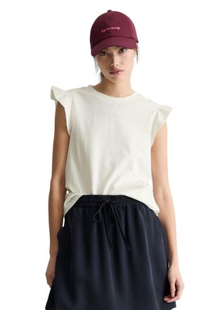 Marc O'Polo Denim Shirttop MARC OPOLO DENIM, Damen, Gr. XL, silky wei&szlig;, Jersey, Obermaterial: 100% Baumwolle, regular fit normal, Rundhals, Tops Shirttop, Volant-&Auml;rmel,