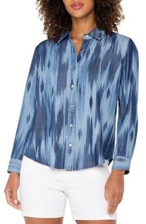 Liverpool L.A. Ikat Print Button-Up Shirt in Water Color Ikat at Nordstrom Rack, Size X-Small