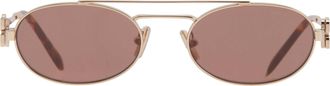 Miu Miu Brown Silver Oval Ladies Sunglasses MU 54ZS ZVN70D 53