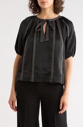 DKNY Contrast Stitch Top in Black at Nordstrom Rack, Size X-Small