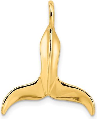 Diamond2Deal 10k Yellow Gold 3-D Polished Whale Tail Charm Pendant