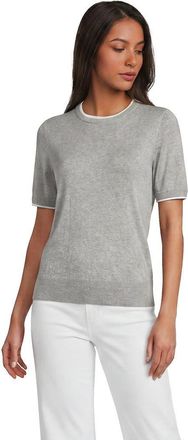 Lands End Double Trim Cotton Crew Neck Tee Sweater in Gray Heather/white at Nordstrom, Size X-Small