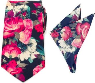 Cufflinks Inc. Floral Silk Tie & Pocket Square in Navy at Nordstrom
