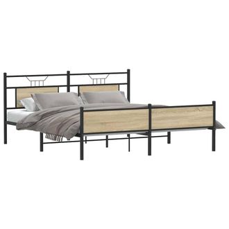 Berkfield Home Metal Bed Frame without Mattress Sonoma Oak 160x200 cm in Brown