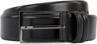 BOSS Vegetable-tanned leather belt with gunmetal hardware