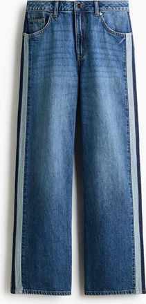 H&M Wide Regular Side-striped Jeans - Blue