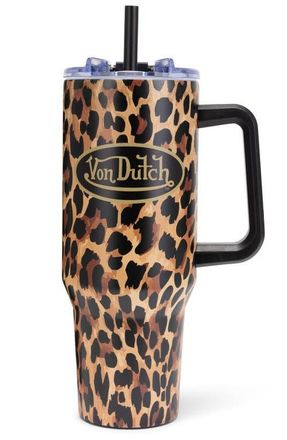 Von Dutch 40oz Double Walled Insulated Stainless Steel Tumbler in Leopard at Nordstrom