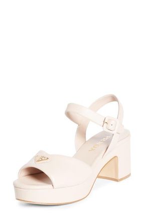 Prada Logo Platform Sandal in Cipria at Nordstrom, Size 10.5Us