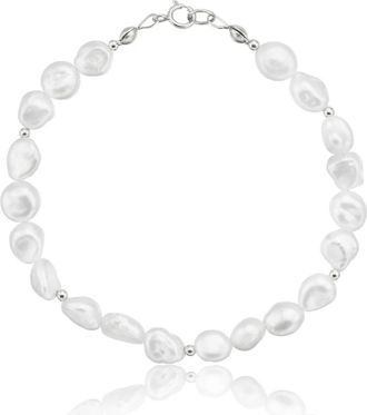 Lily & Roo Silver Beaded Baroque Pearl Bracelet