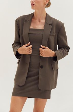 Crescent Oversized Single-Breasted Blazer in Brown Grey at Nordstrom, Size X-Small