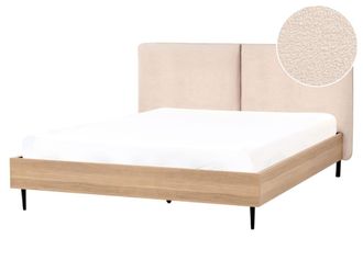 Beliani Cama matrimonial de tejido beige 160x200