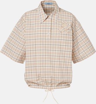 Prada Top in popeline di cotone a quadri