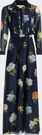 Sachin & Babi Semi-Sheer Wildflower Embellished Addison Gown