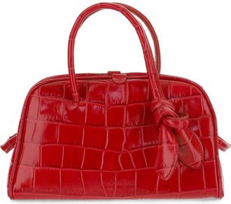 Jacquemus Glossy Crocodile-Embossed Handbag With Versatile Carrying Options