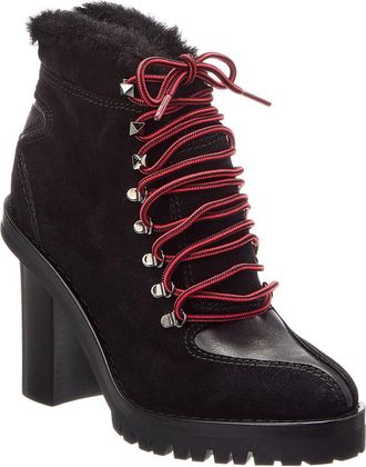 Valentino Vlogo Signature Suede & Shearling Bootie