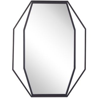 Beliani Beliani - Espejo De Pared Octogonal Gris 80 X 60 Cm Metal Decorativo Estilo Minimalista Moderno Nire