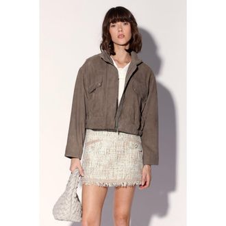 Walter Baker Rihanna Leather Jacket in Slate Suede at Nordstrom, Size X-Small