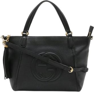 Gucci Pre-owned Vintage Shoulder Tote - Dames - Vintage Handtas - Zwart - ONE Size - Leer - Vintage
