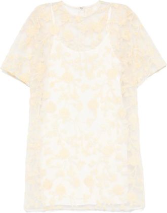 Rotate Abito corto con ricamo floreale - Giallo