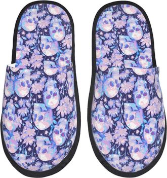 Generic House Shoes Skull Star Crystal Print Plush Hotel Slippers Comfortable Fluffy Winter Slippers Guest Indoor L