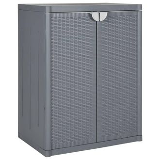 Berkfield Home Garden Storage Cabinet Grey 65x45x88 cm PP Rattan | Size: 65 x 45 x 88 cm