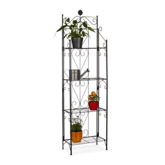 Relaxdays Relaxdays - Estanter&iacute;a Macetas 4 Baldas Plegable, Metal, Negro, 157 X 44 X 24 Cm