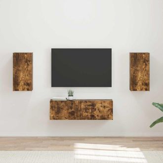 vidaXL Conjunto De Mueble Para Tv De Pared 4 Pcs Roble Ahumado Vidaxl