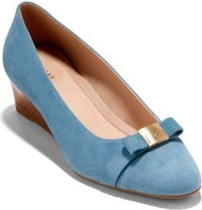 Cole Haan Malta Bow Wedge Pump in Provincial Blue Suede at Nordstrom Rack, Size 5.5