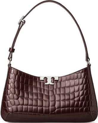 Tory Burch Slim Eleanor Croc Embossed Leather Shoulder Bag in Albarossa at Nordstrom