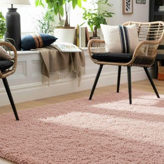 Kukoon Blush Pink Shaggy Rug Fluffy Bedroom Runner Soft Plush Pile Carpet | Size: 240 cm x 330 cm