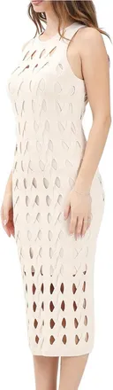Pinko White Viscose Nylon Tricot Sheath Dress