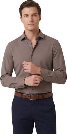 Cavallaro Business overhemd Cavallaro Napoli bruin semi-wide spread boord