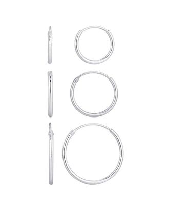 Adornia Adornia Silver Set Of 3 Endless Hoop Earrings