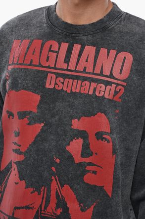 Dsquared2 Felpa Girocollo Effetto Tie Dye Con Maxi Stampa Frontale Dsquared2