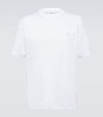 Brunello Cucinelli Camiseta en jersey de algod&oacute;n con logo