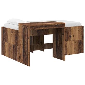 vidaXL Cama Alta Para Ni&ntilde;os Con Escritorio Madera Envejecida Vidaxl