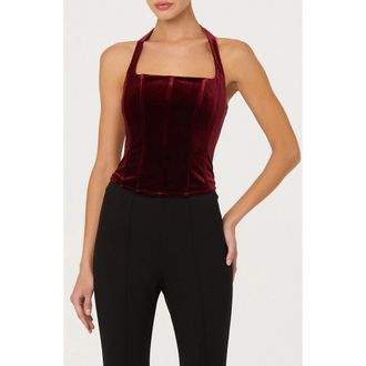 ASTR the Label Jacy Velvet Halter Top in Wine at Nordstrom Rack, Size X-Small