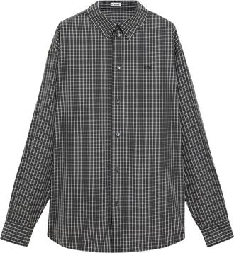 Loewe Technische Katoenen Shirt Met All-Over Ruitpatroon - Heren - Casual Overhemden - Zwart - M - Katoen - Overhemden