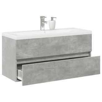 Berkfield Home 2 Piece Bathroom Furniture Set Concrete Grey Engineered Wood