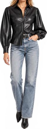En Saison Rylee Faux Leather Top In Black