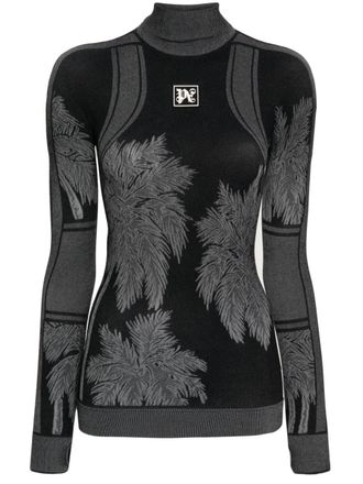 Palm Angels Palm base layer ski top - women - Polypropylene/Elastane/Polyamide/Silicone - XS/S - Black