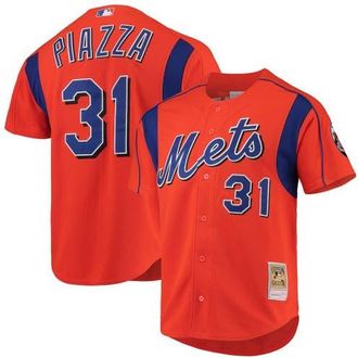 Mitchell & Ness Mens Mitchell & Ness Mike Piazza Orange New York Mets Cooperstown Collection Mesh Batting Practice Button-Up Jersey at Nordstrom, Size Medium