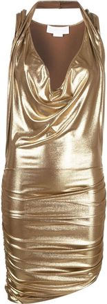 Genny metallic cowl-neck dress - women - Elastane/Polyester - 44 - Gold