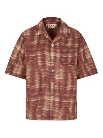 Marni wave-print pocket shirt - Red