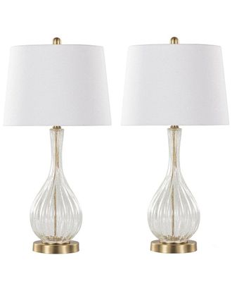 LumiSource Set Of 2 Jenny 27In Glass Table Lamps